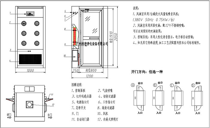 1200单人双吹风淋室方案图