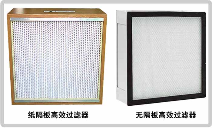 风淋室有隔板高效过滤器和无隔板高效过滤器